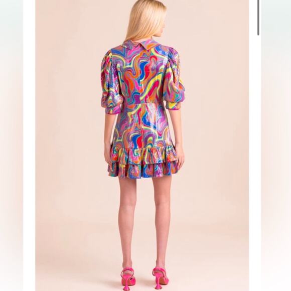Alden Adair Rainbow Sequin Mini Dress NWT Retails $398 - Picture 2 of 6